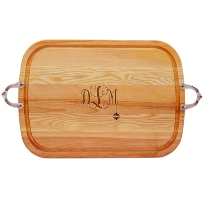 Everyday Collection: Large Serving Tray With Nouveau Handles Ornament Monogram