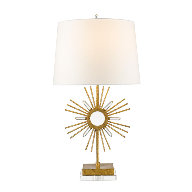 Sun King Buffet Table Lamp in Distressed Gold and Crystal By Lucas McKearn