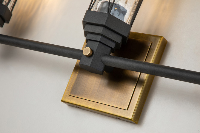 Abbey 3 Light Bath Lighting in Black and Brass