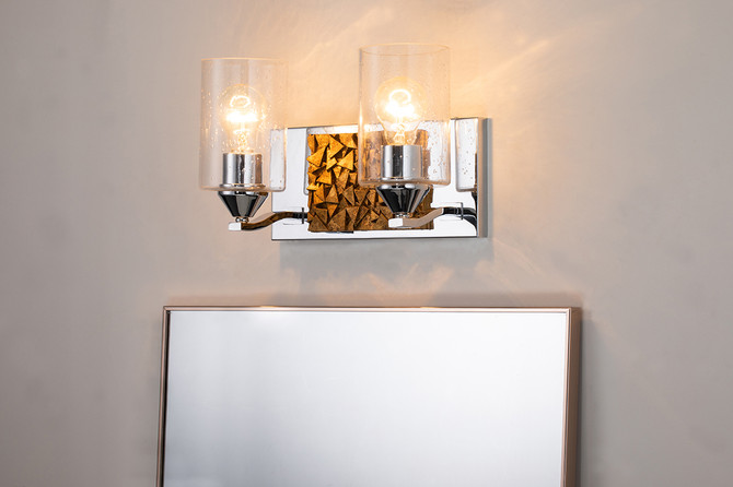 Bocage 2 Light Wall Vanity Light in Silver and Gold