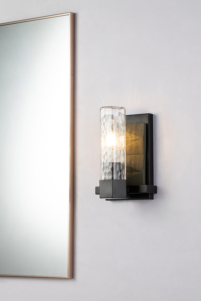 Navarre 1 Light Wall Sconce in Black and grey