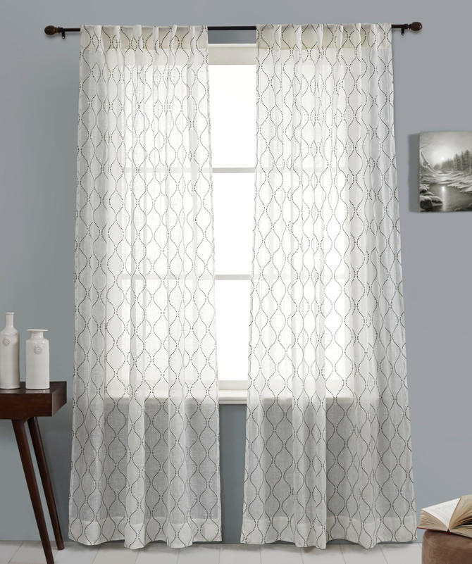 Cascade Embroidery on Sheer Linen Curtain