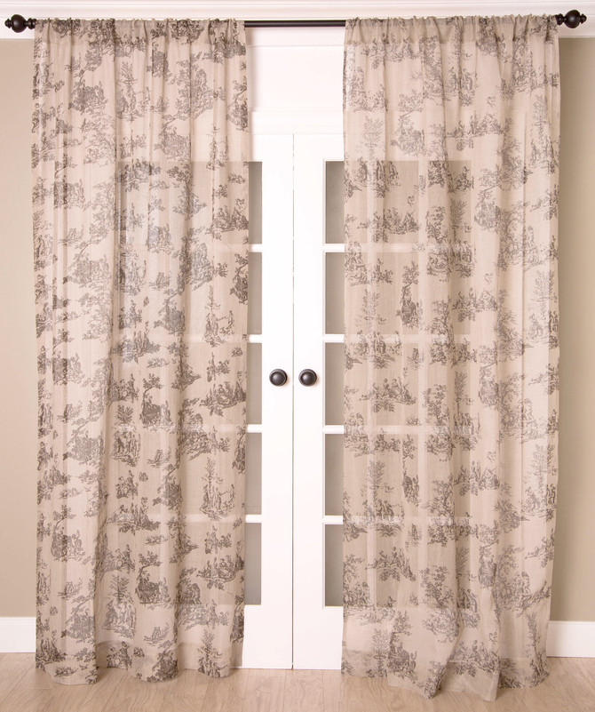 Linen Sheer Toile Print Curtain - India's Heritage
