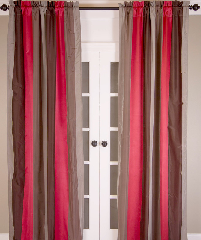 Pure Silk Taffeta Stripe Curtain with header