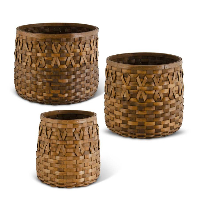 Set Of 3 Brown Round Nesting Baskets