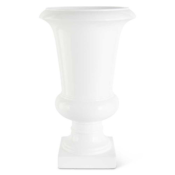 26.5 Inch Glossy White Fluted Fiberglass Urn