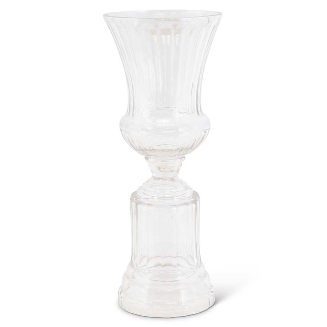 20.25 Inch Ribbed Clear Glass Trophy Vase
