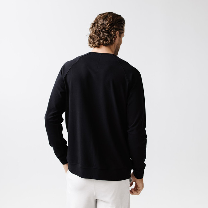 Cozy Men's Ultra-Soft Bamboo Pullover Crew - Black