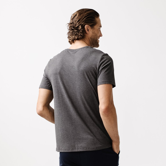 Cozy Earth Men's Stretch-Knit Bamboo Lounge Tee - Charcoal