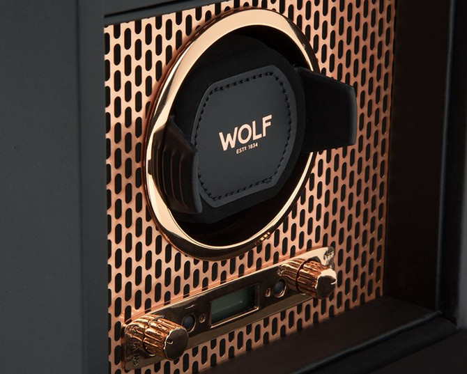 Wolf - Axis Single Watch Winder with Storage in Copper (469216)