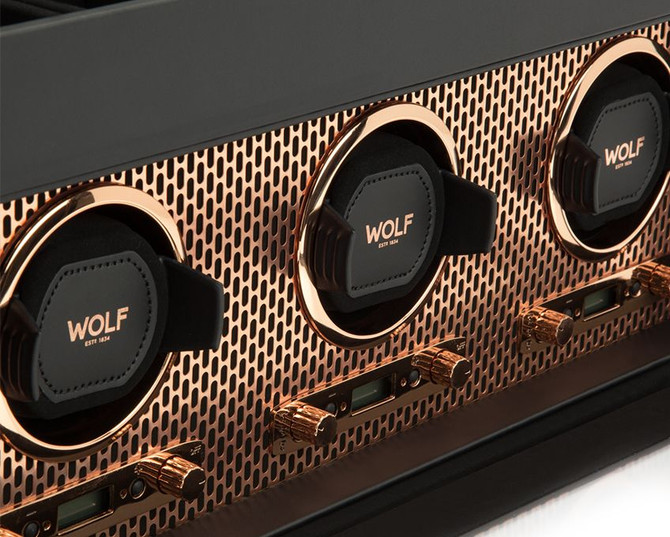 Wolf - Axis Triple Watch Winder with Storage in Copper (469416)