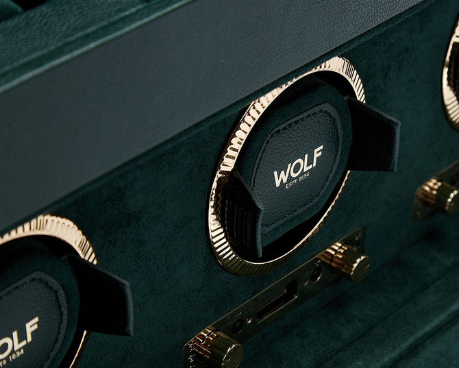 Wolf - British Racing Triple Watch Winder with Storage in Green (792341)