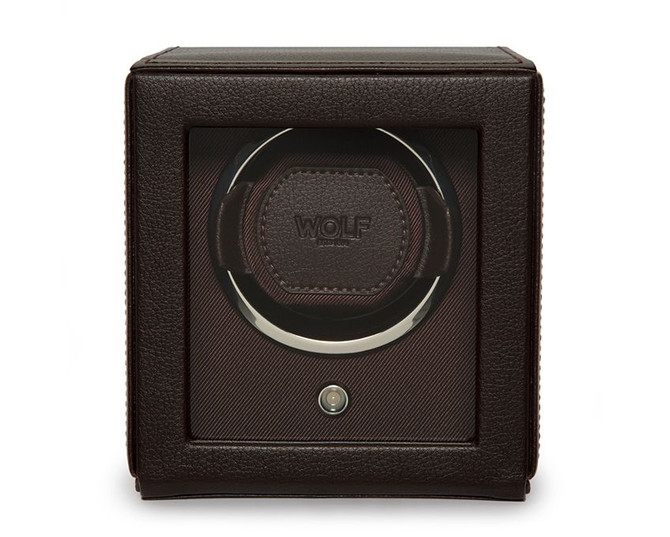 WOLF CUB SINGLE WATCH WINDER WITH COVER BROWN