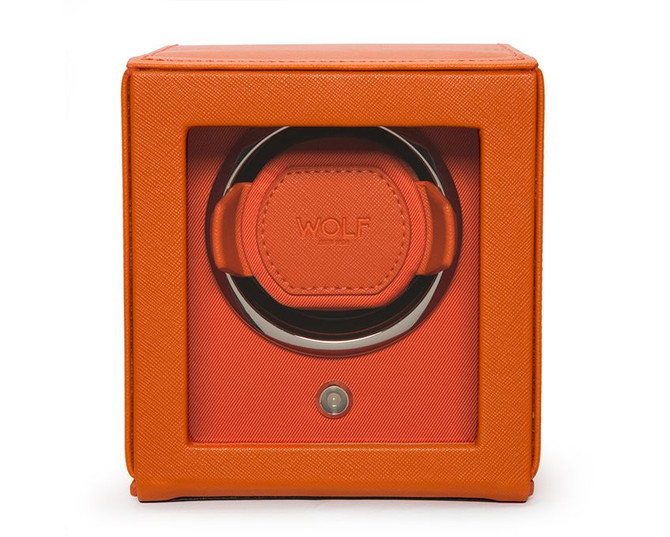 WOLF CUB SINGLE WATCH WINDER WITH COVER ORANGE