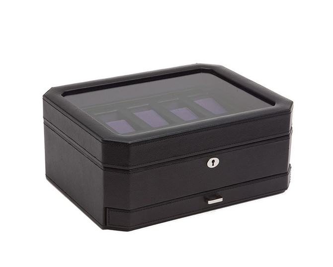 Wolf - Windsor 10pc Watch Box with Drawer in Black/Purple (458603)