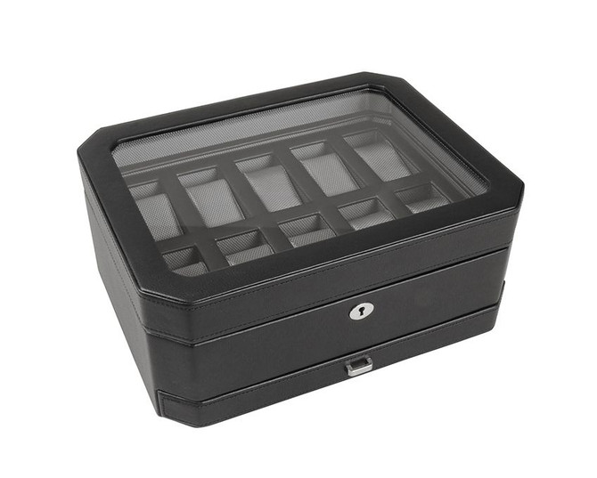 Wolf - Windsor 10pc Watch Box with Drawer in Black (4586029)