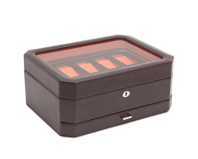 Wolf - Windsor 10pc Watch Box with Drawer in Brown/Orange (458606)