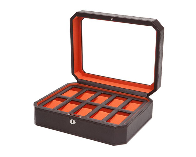 Wolf - Windsor 10 Piece Watch Box in Brown/Orange (458406)