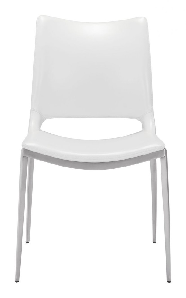 Zuo Modern Ace Dining Chair White & Silver