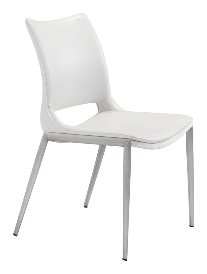 Zuo Modern Ace Dining Chair White & Silver