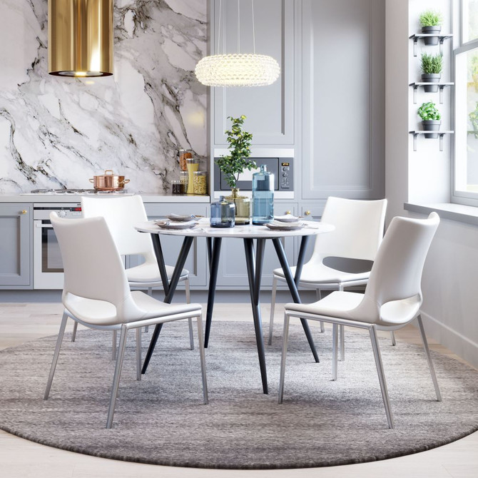 Zuo Modern Ace Dining Chair White & Silver