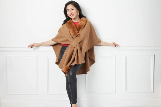 Tourance - Bella Shawl Poncho in Camel