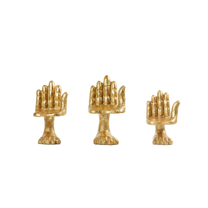 Mano Set of 3 Statues, Gold Leaf