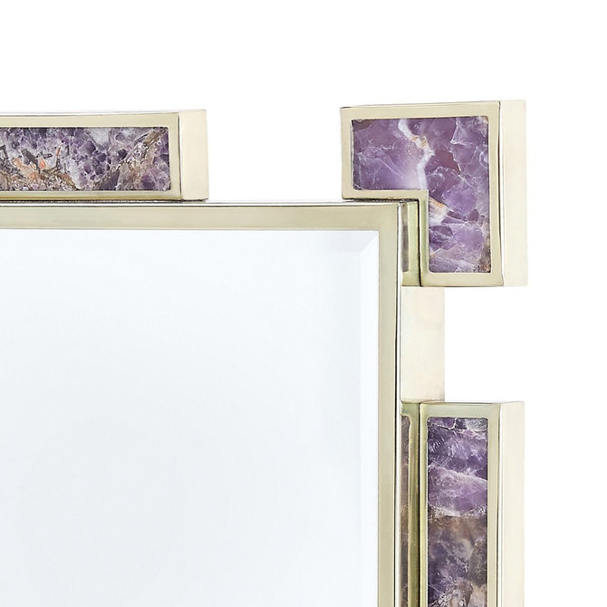 Thalia Mirror, Polished Brass and Amethyst