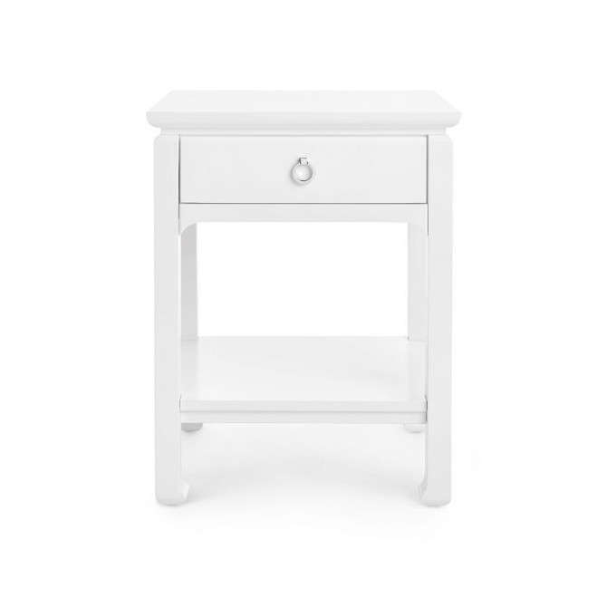 Harlow 1-Drawer Side Table - White Pearl 