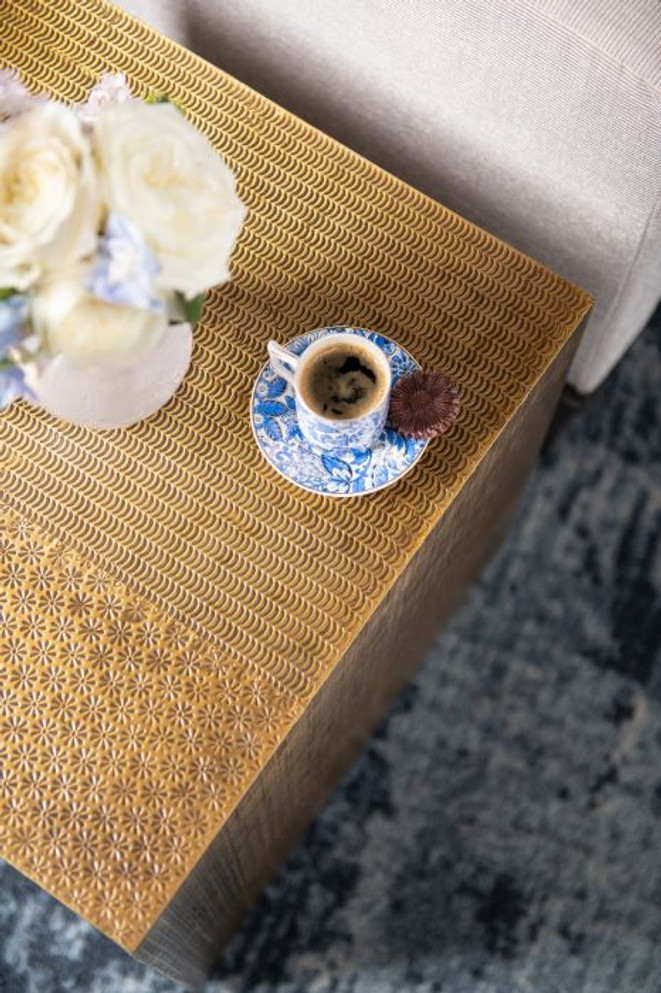 Majorel Side Table, Antique Brass