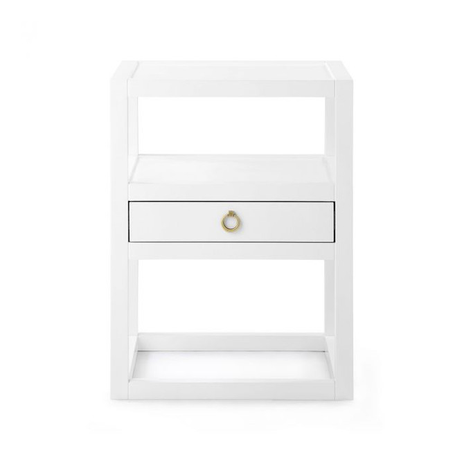 Newport 1-Drawer Side Table, White Pearl 