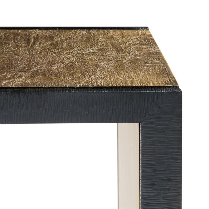 Odeon Side Table, Antique Brass and Dark Bronze