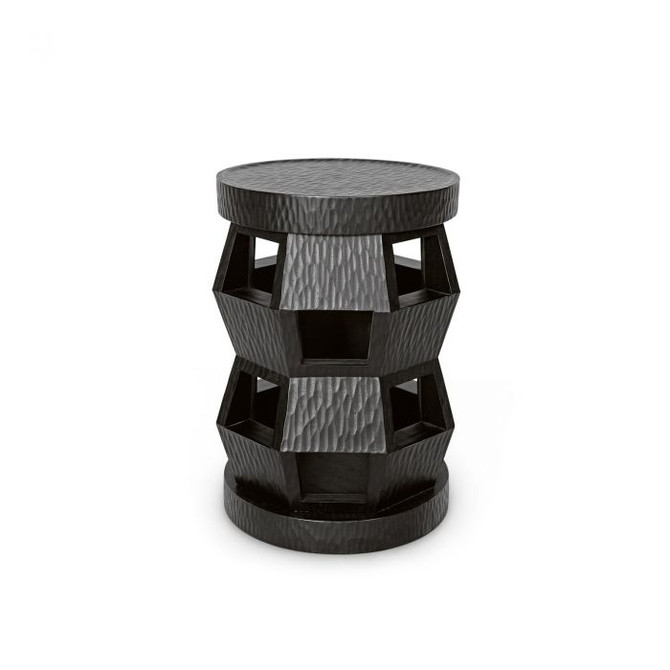 Zanzibar Stool/Side Table, Black Onyx 