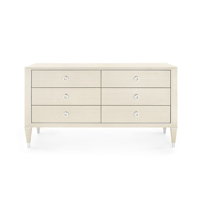 Morris Extra Large 6-Drawer, Blanched Oak and Nickel
