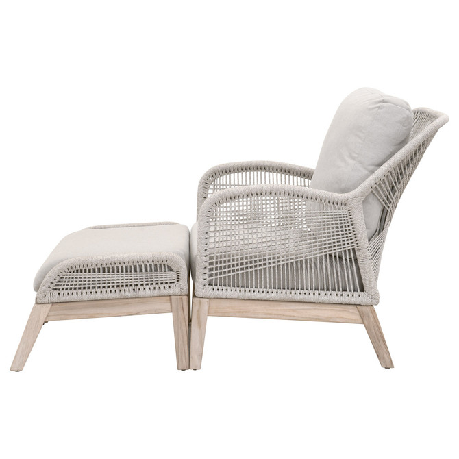 Essentials For Living - Loom Outdoor Footstool in Taupe & White (6817FS.WTA/PUM/GT)