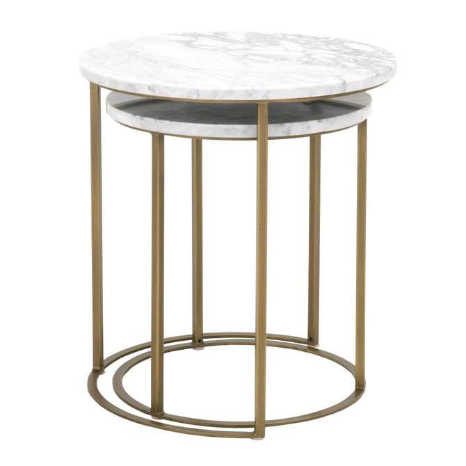 Essentials For Living - Carrera Round Nesting Accent Table (6105.BGLD/WHT)