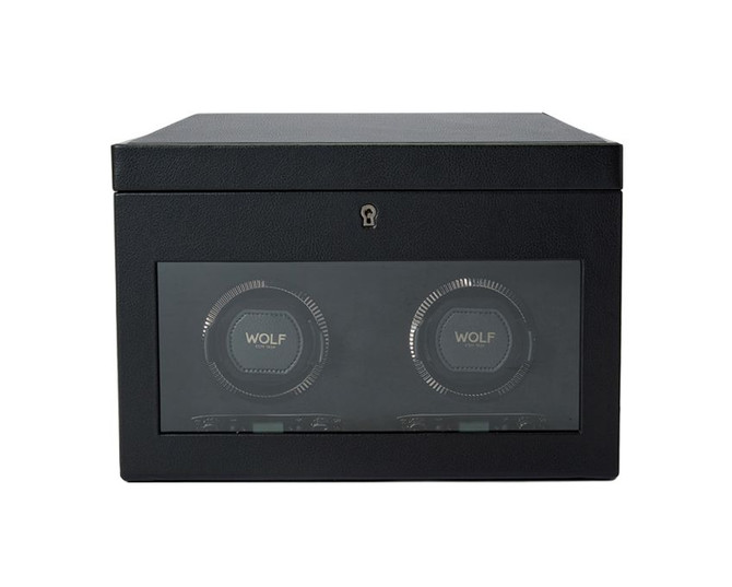 Wolf - British Racing Double Watch WInder with Storage in Black (792202)