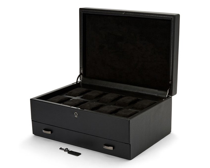 Wolf - British Racing 10 Piece Watch Box with Storage in Black (792802)