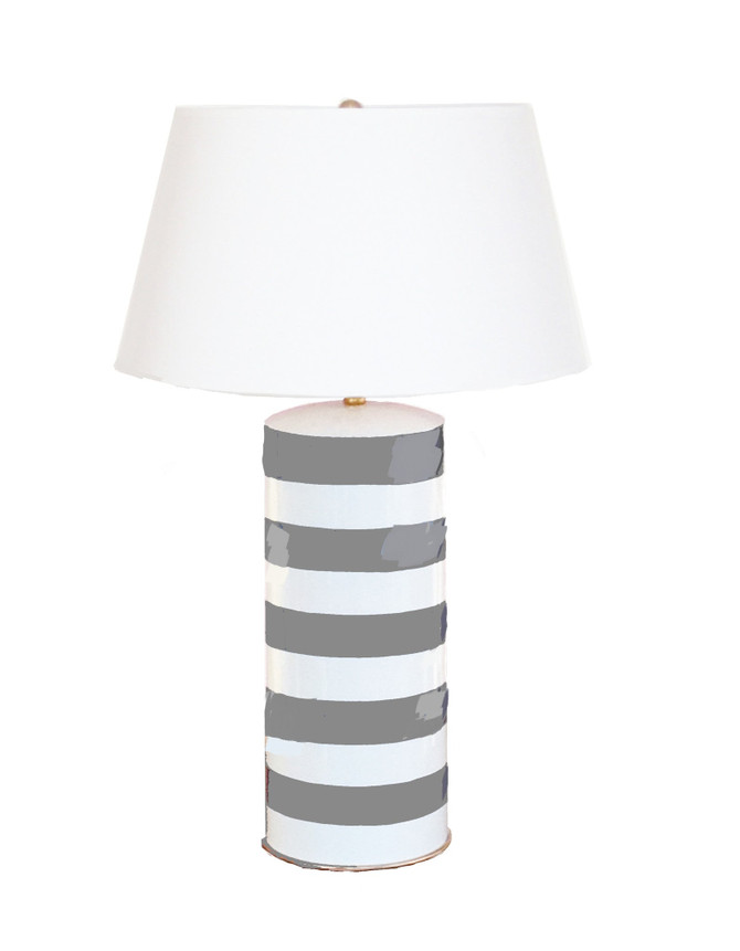 Dana Gibson - Grey Striped Stacked Lamp 