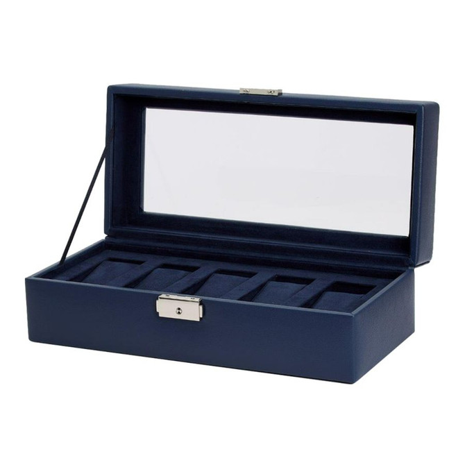 Wolf - Heritage 5 Piece Watch Box in Navy (995117)