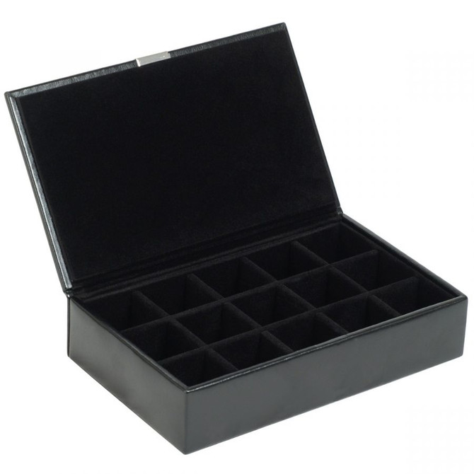 Wolf - Heritage 15 Piece Cufflink Box in Black (290502)