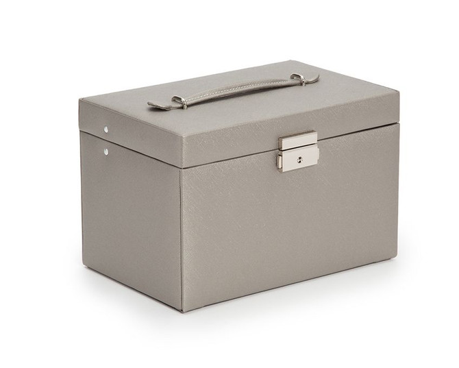 Wolf - Heritage Small Jewelry Box in Pewter Saffiano (280034)