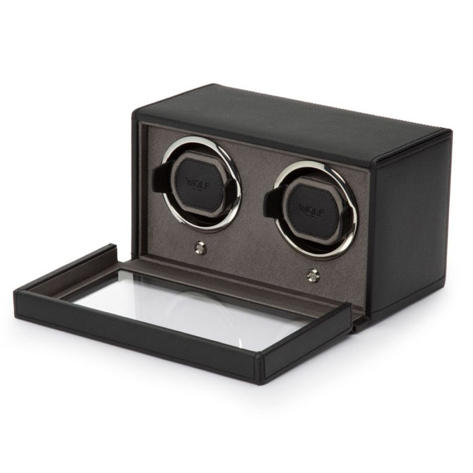 Wolf 1834 - Cub Double Watch Winder With Cover in Black (461203)