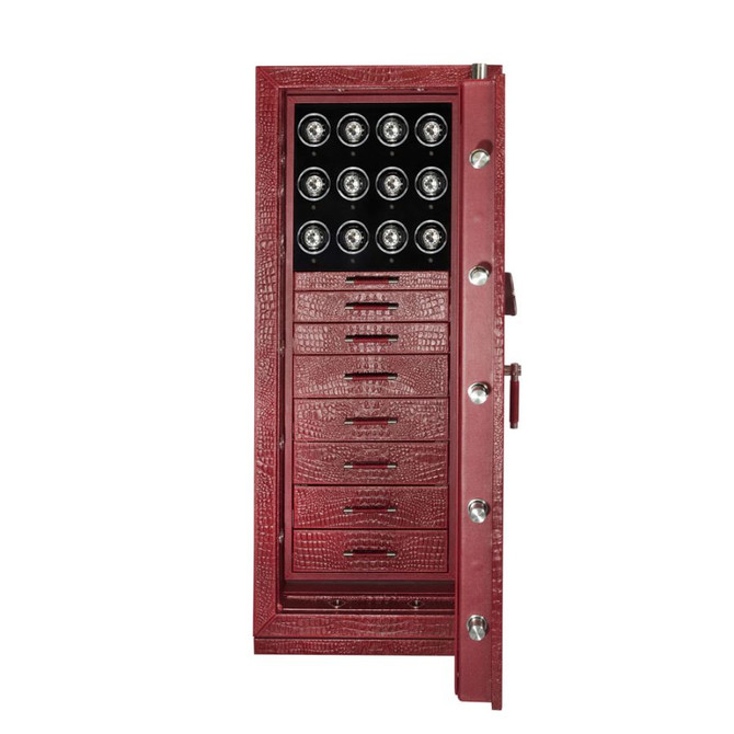 Wolf 1834 - Churchill 12 Piece Winder Safe in Red Croco (481230)