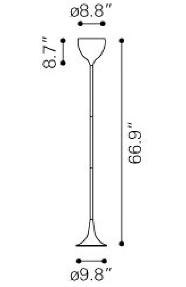 Zuo Modern Neutrino Floor Lamp Dimensions