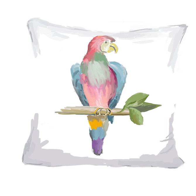 Dana Gibson Parrot Pillow in Multi, 18"