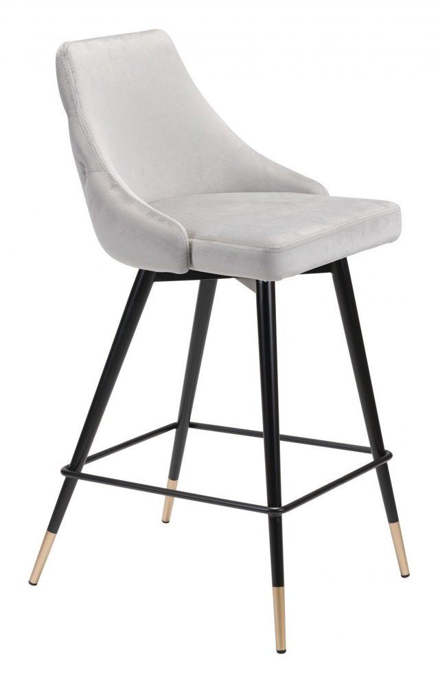 Zuo Modern Piccolo Counter Chair Gray Velvet