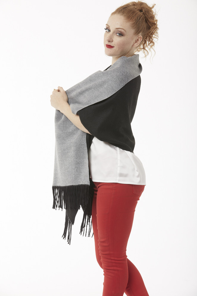 Silk Blend Wrap in Black and Grey
