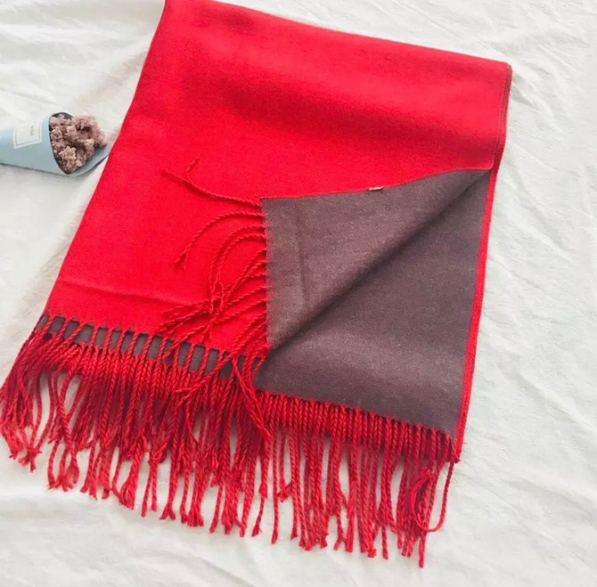 Silk Blend Wrap in Cherry Red and Chocolate