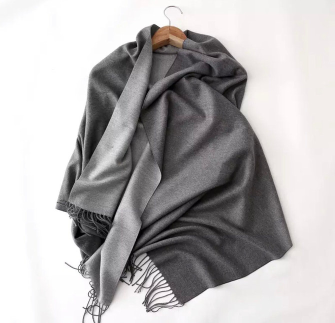 Silk Blend Wrap in Dark Grey and Silver